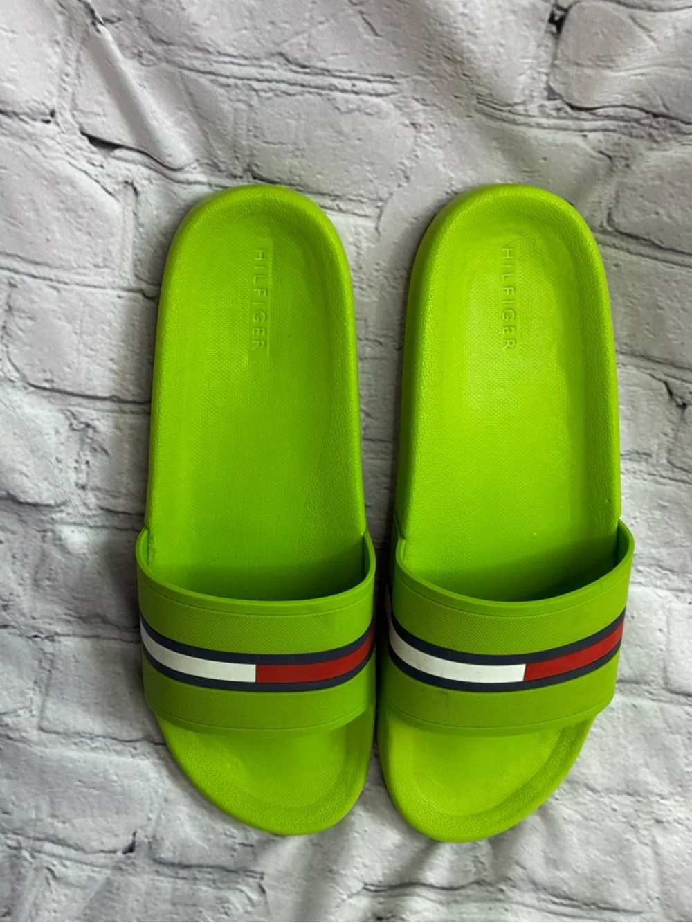 Tommy Hilfiger Men's Tmredder Green Summer Slide Sandal Pool Shoes Sz 13 GUC HTF